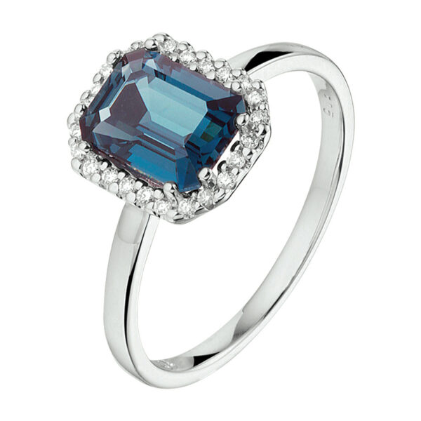 Witgouden Entourage Ring Blauwe Topaas