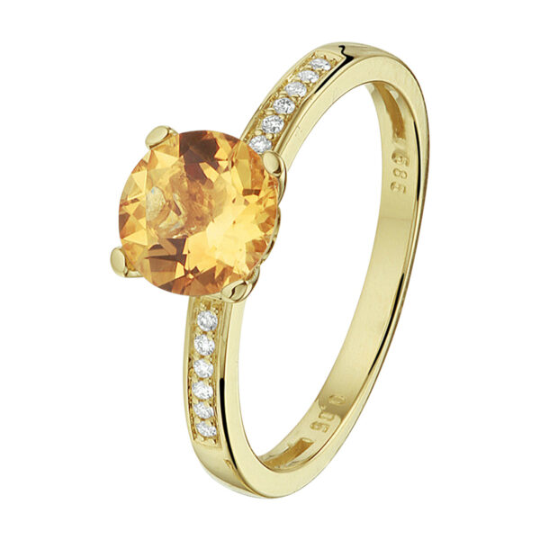 Geel Gouden Ring Oranje Topaas