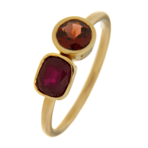 Gouden Ring Cushion Ruby Madeira Citrien