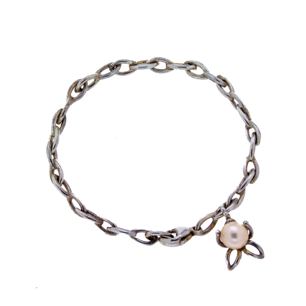 Zilveren Armband Chain Met Orchidee Hanger