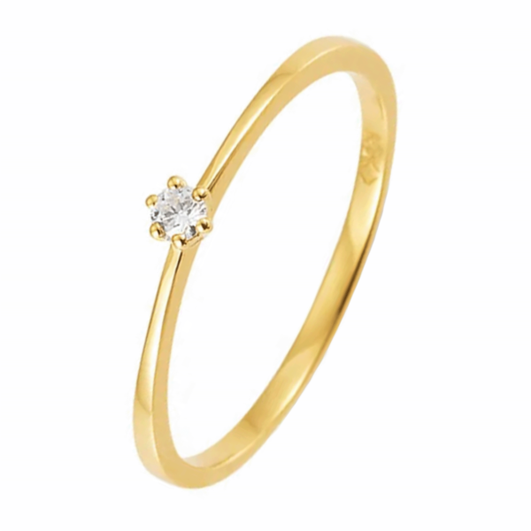 Gouden Solitair Ring Briljant