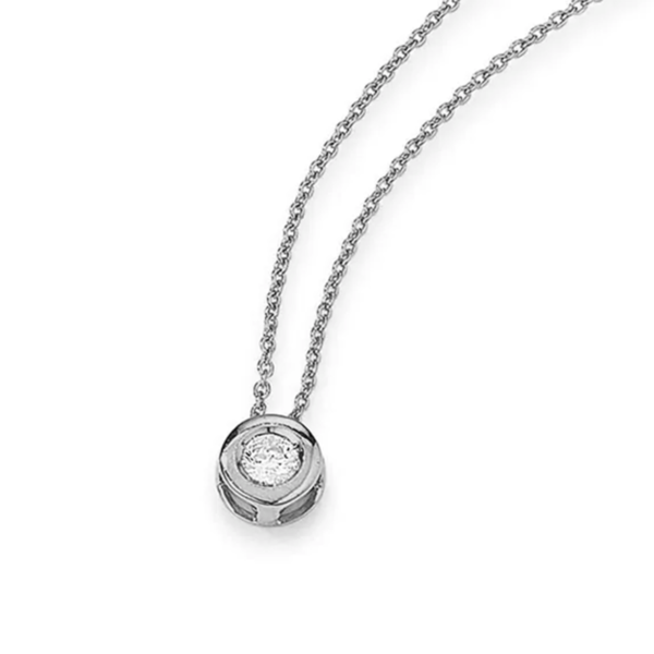 Witgouden Collier Met Briljant Hanger