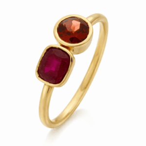 Gouden Ring Cushion Ruby Madeira Citrien