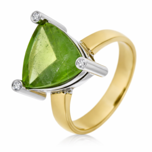 Bicollor Ring Peridot Triangel Cabochon