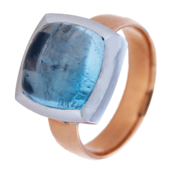 Rose Gouden Ring Blauwe Topaas