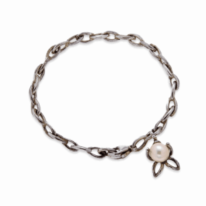 Zilveren Armband Chain Met Orchidee Hanger