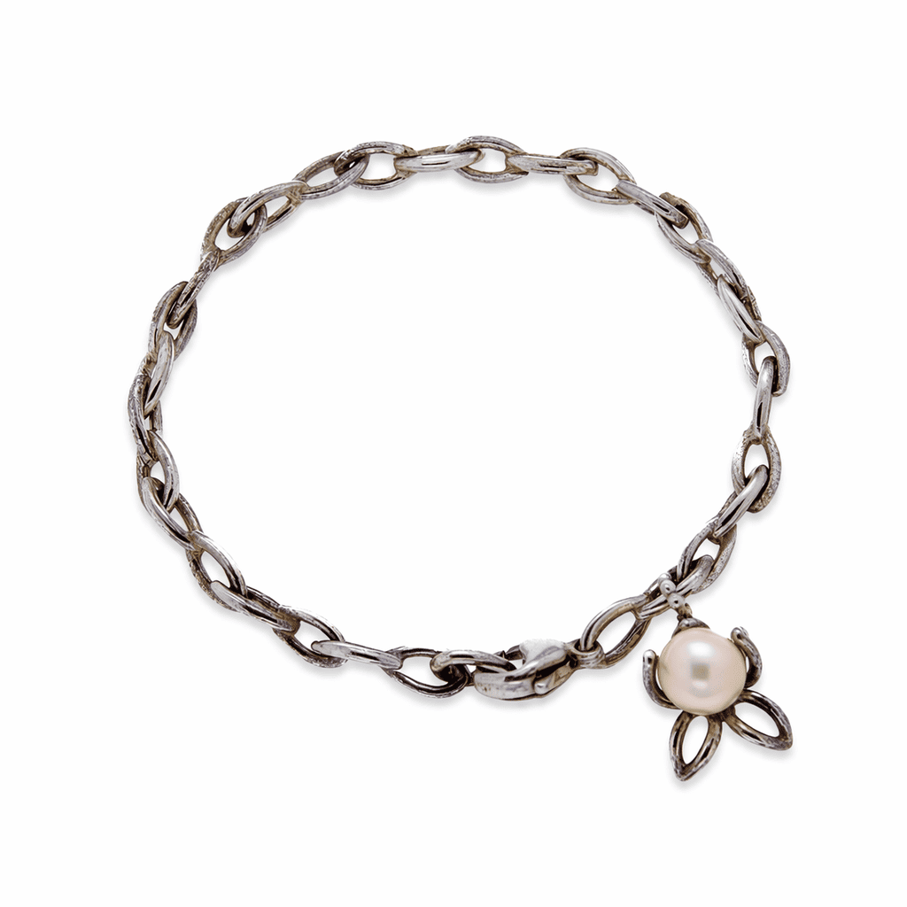 Zilveren Armband Chain Met Orchidee Hanger