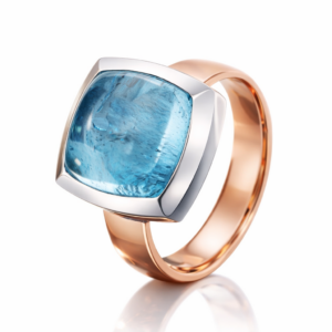 Rose Gouden Ring Blauwe Topaas