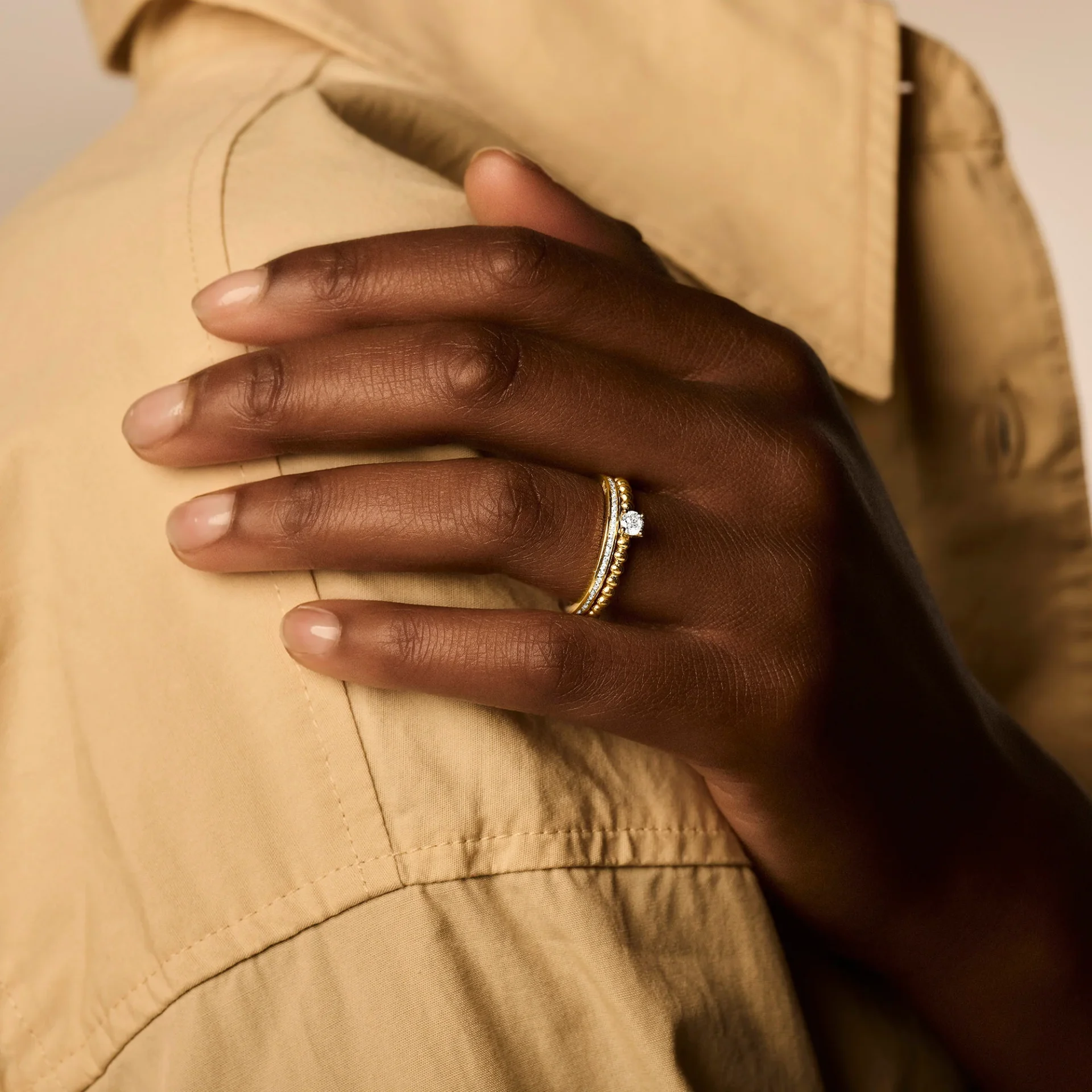 Ring met Bolletjesmotief en Zirkonia 14k goud