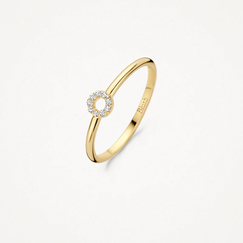 Ring met cirkelvormige zirkonia's 14k goud