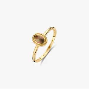 Ring met Parelmoer en Kwarts 14k goud