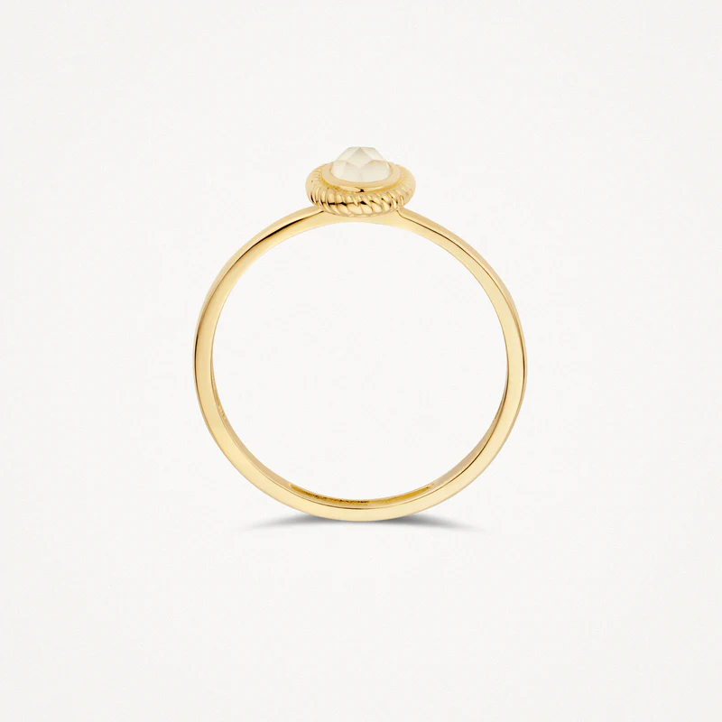 14k Gouden Ring met Kwarts en Parelmoer Zetting - Afbeelding 2