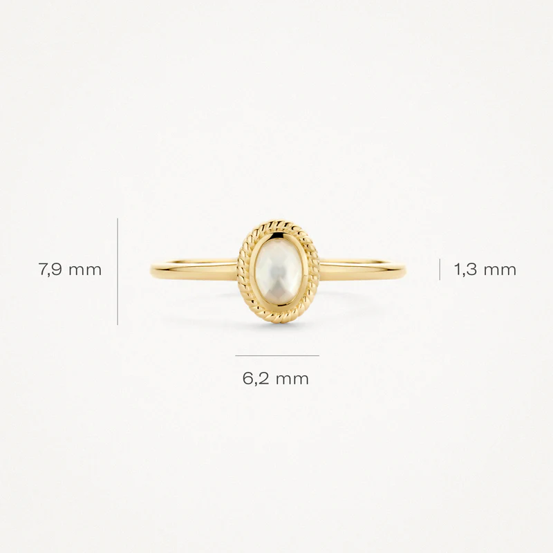 14k Gouden Ring met Kwarts en Parelmoer Zetting - Afbeelding 3
