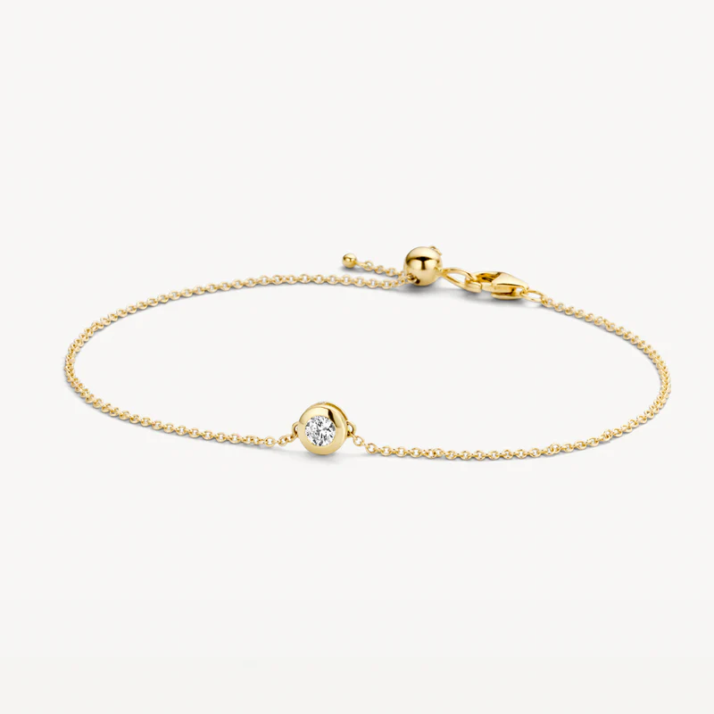 Armband met gladomzette zirkonia ⌀ 4.8 mm in gladomzetting 14k goud