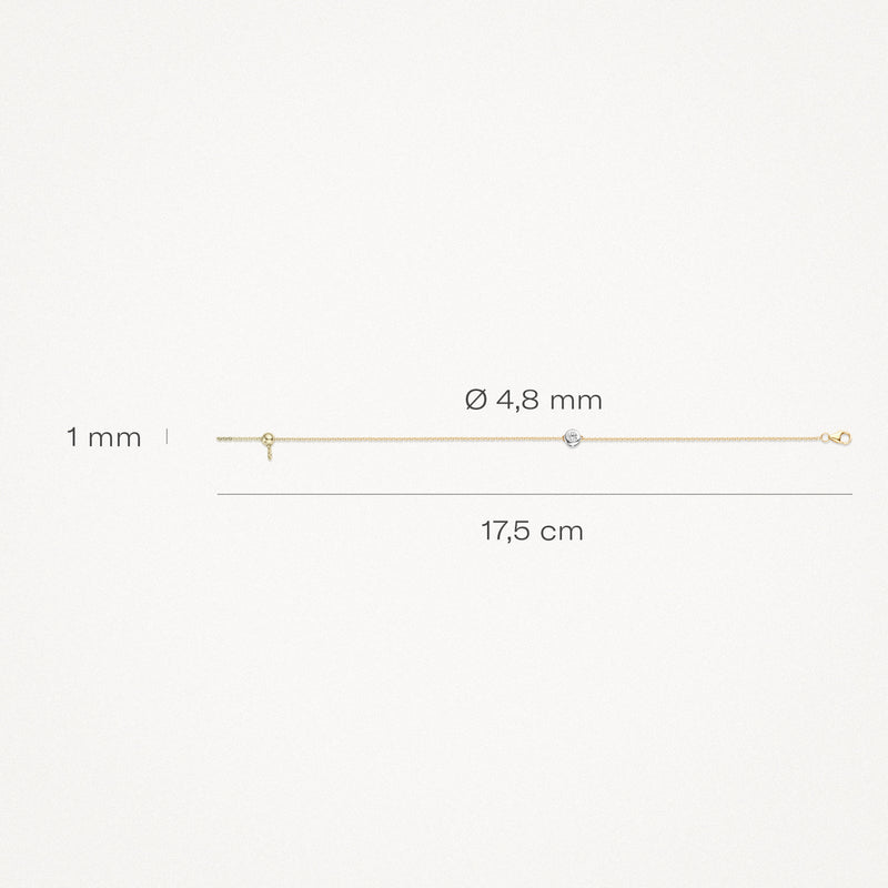 Armband met gladomzette zirkonia ⌀ 4.8 mm in gladomzetting 14k goud - Afbeelding 2