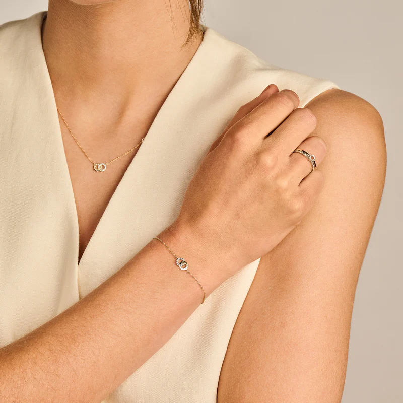 Armband Twee Ringen Met Zirkonia 14k goud