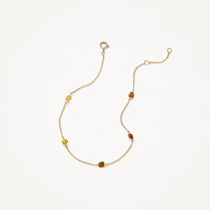 Armband met Citrien en Rookkwarts bedels 14k goud - Afbeelding 4