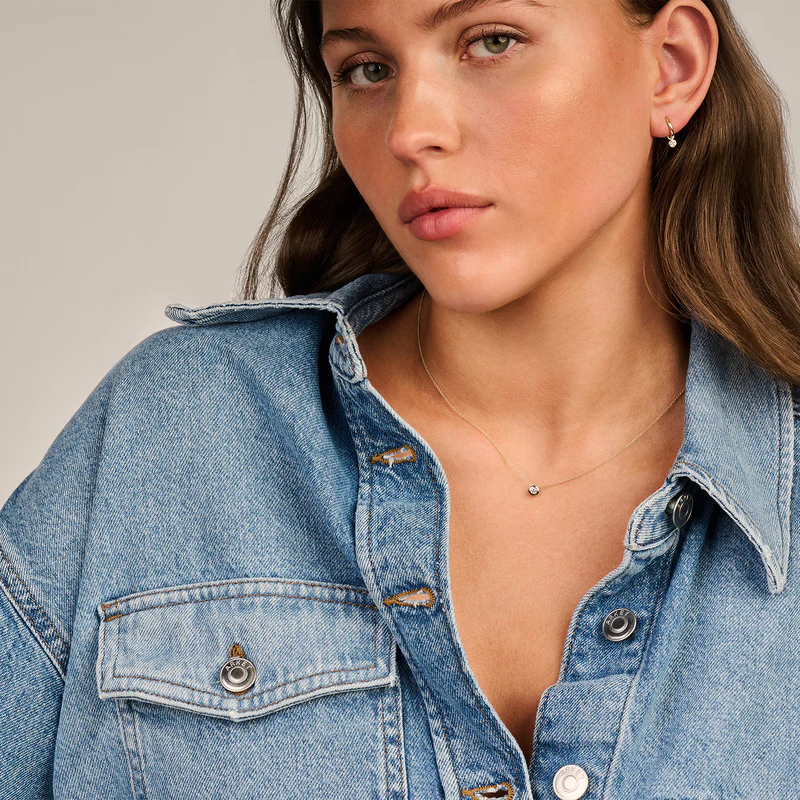 Ketting met hanger ⌀ 4.8 mm zirkonia 14k Goud