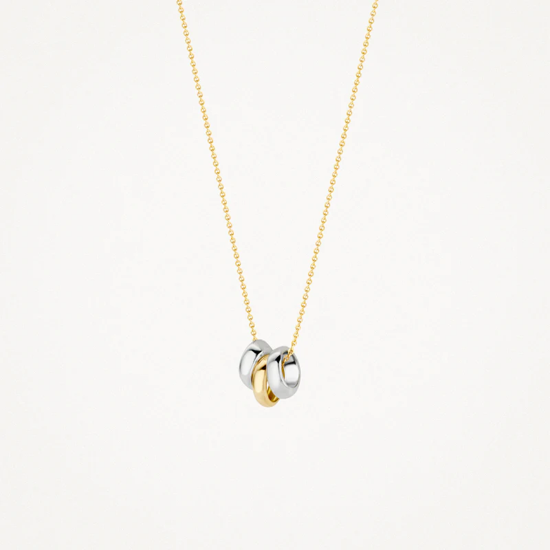 Ketting met 3 ringetjes in 14k bicolor goud - Afbeelding 2