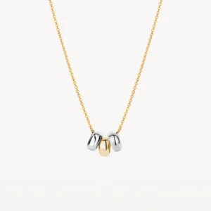 Ketting met 3 ringetjes in 14k bicolor goud