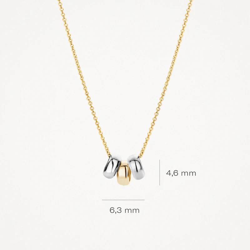 Ketting met 3 ringetjes in 14k bicolor goud - Afbeelding 3