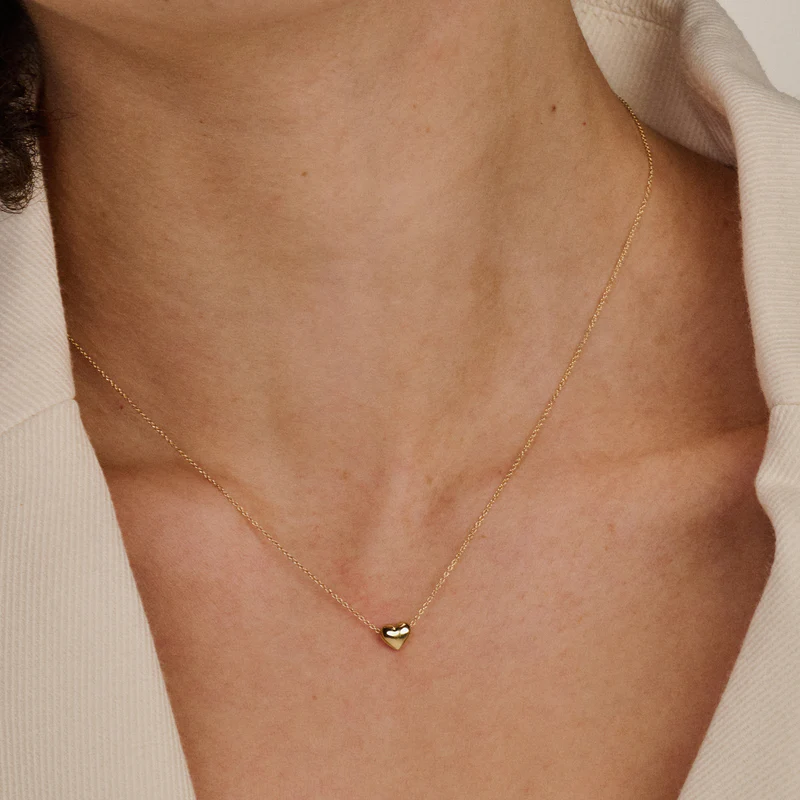 Ketting met rond hartje 14k goud