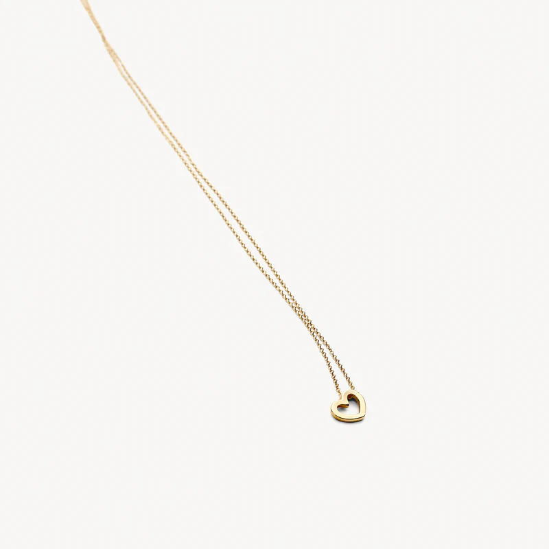 Ketting met hartje hanger 8mm 14k goud