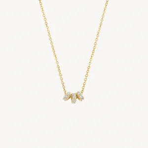 Ketting met drie ringetjes met zirkonia 14k goud