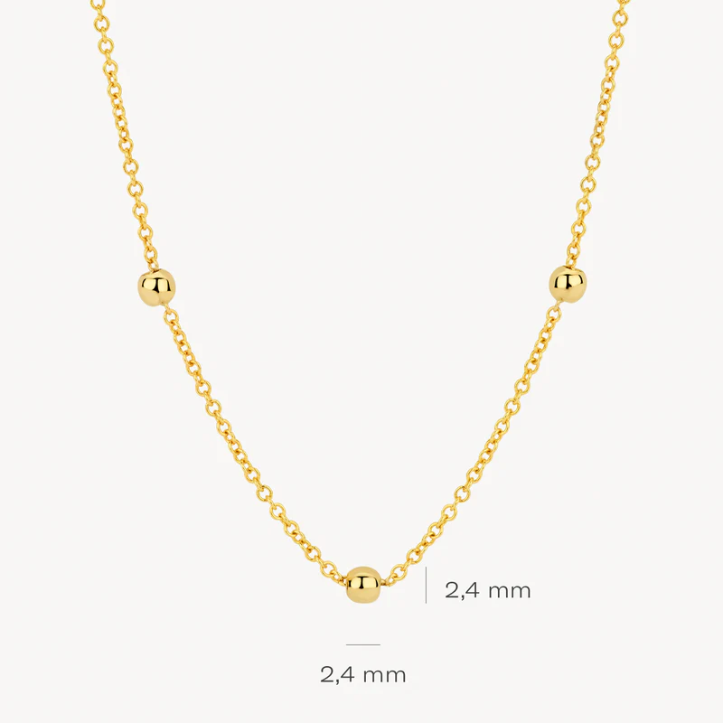 Ketting met enkele gouden bolletjes 14k goud - Afbeelding 2