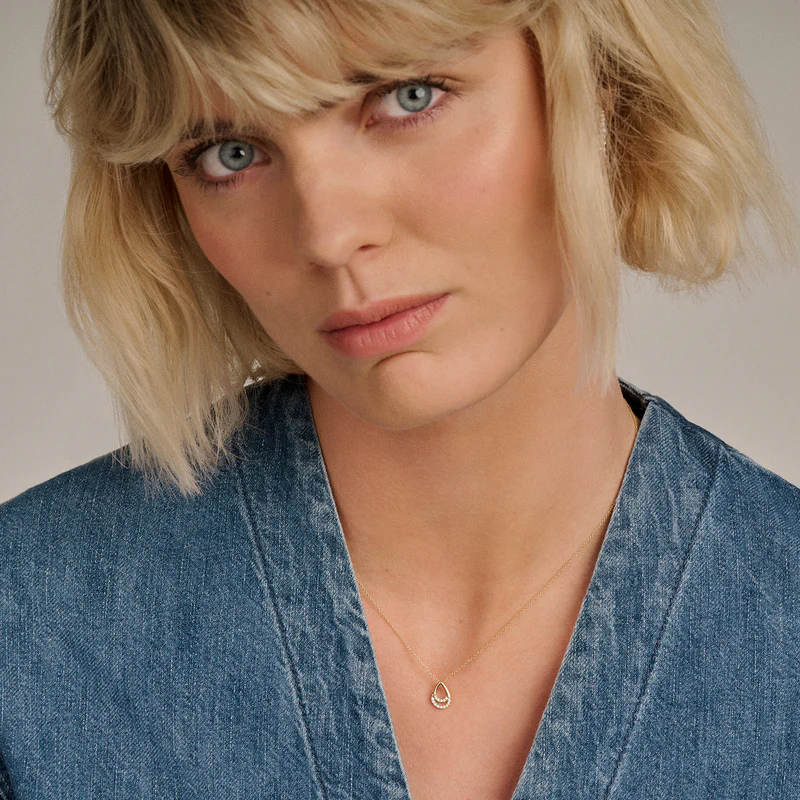 Ketting met druppel hanger met zirkonia 14k goud