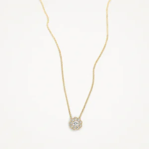 Ketting met bloem hanger met zirkonia 14k Goud