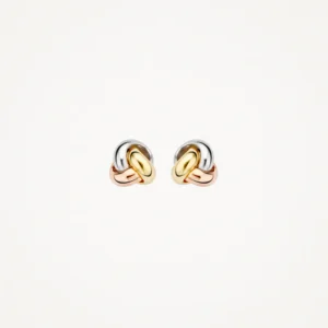 Knoop oorbellen knopjes 14k bicolor goud