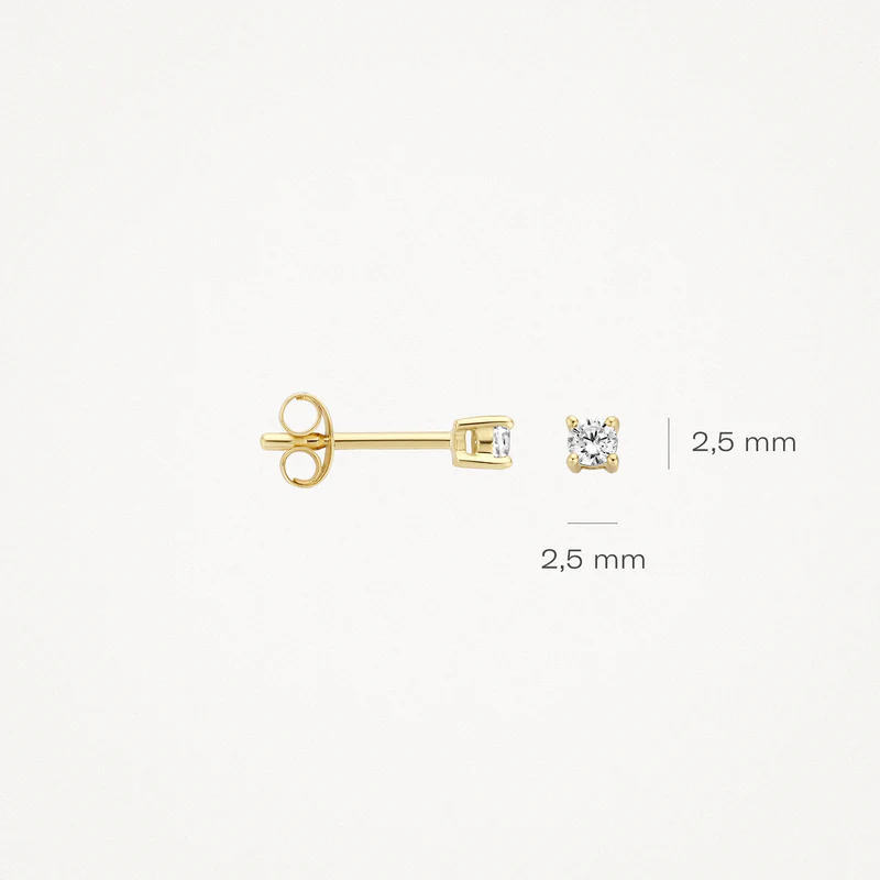 Oorknopjes Zirkonia ⌀ 2,5 mm 14k Geel goud - Afbeelding 2