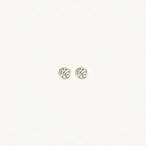 Oorknopjes zirkonia ⌀ 3.8 mm 14k Geel goud