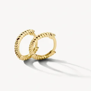 Oorringen met gedraaid motief 10.7 mm 14k goud