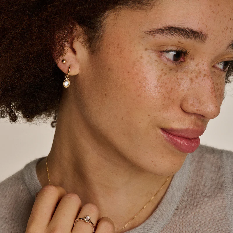 14k Gouden Ring met Kwarts en Parelmoer Zetting