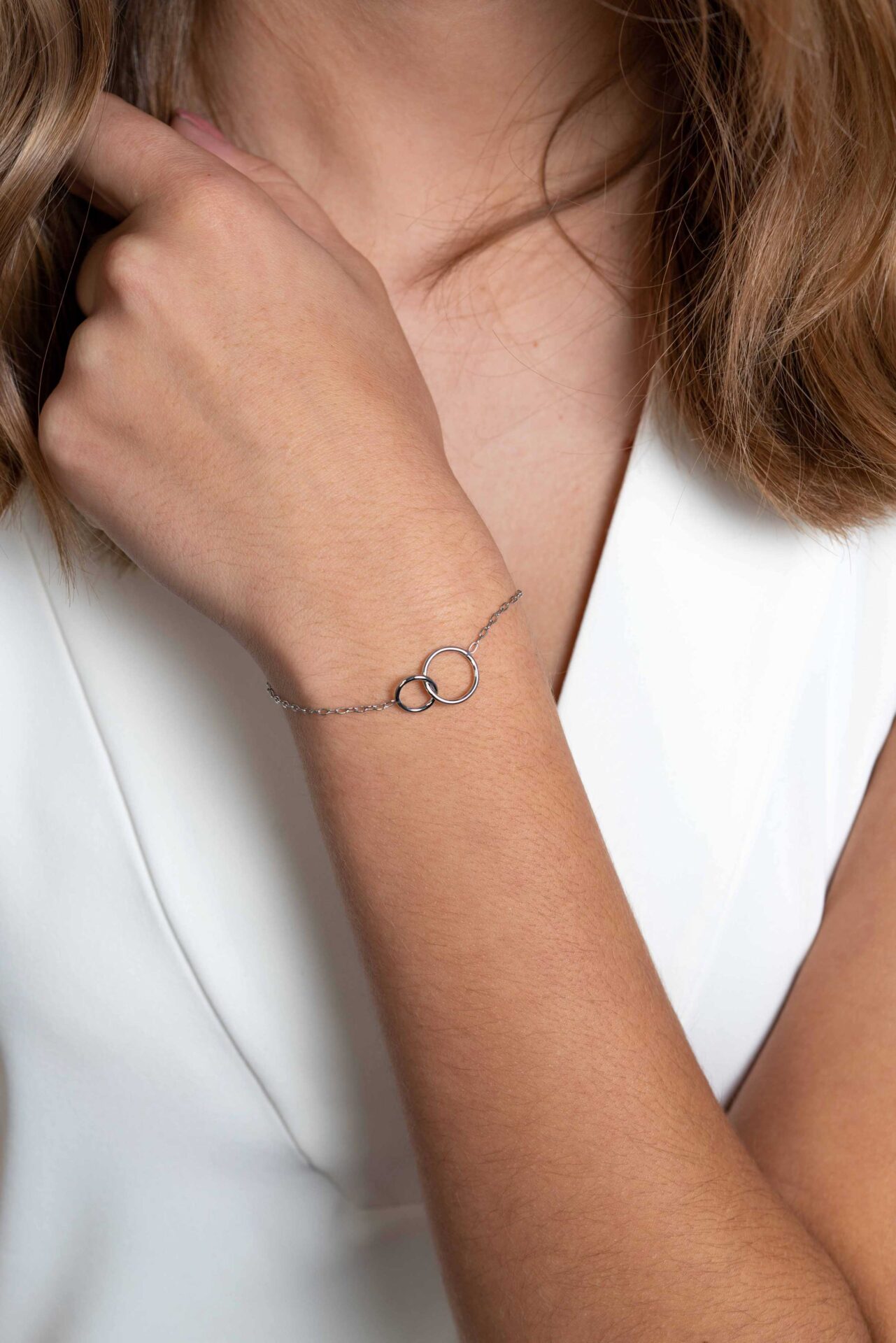 Zinzi zilveren paperclip schakel armband met ronde vormen