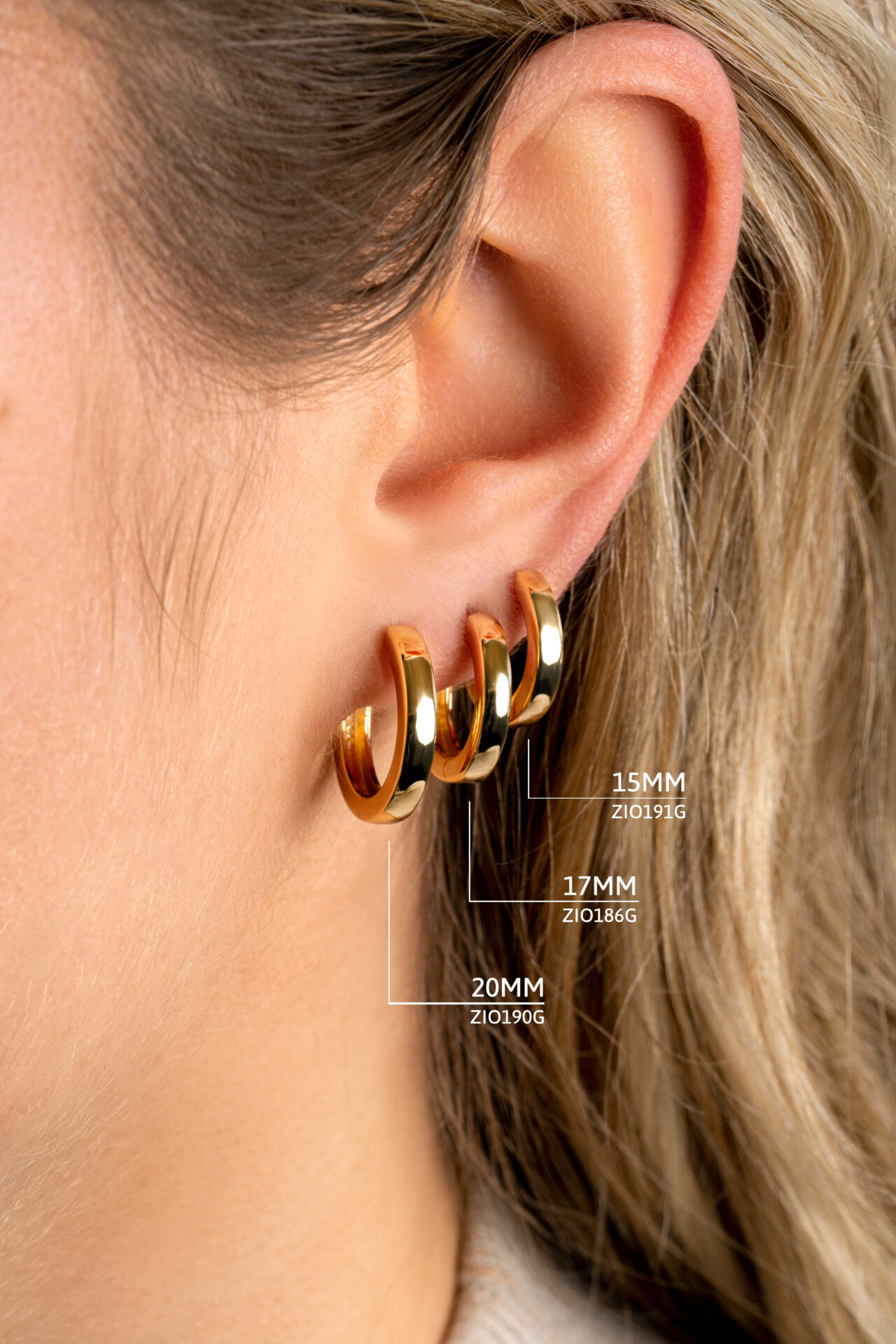 Zinzi zilveren oorringen geel verguld