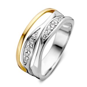Ring zilver/goud zirkonia