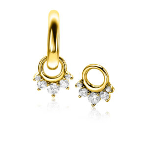 Zinzi gold plated zilveren oorbeles waaiervorm