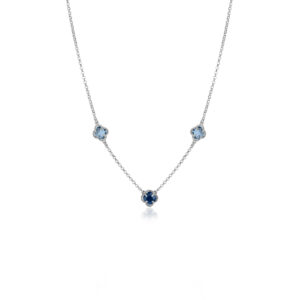 Zinzi zilveren schakelketting met blauwe klavers