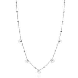 Zinzi zilveren ankerketting met kleine bolletjes en vijf gladde hartjes