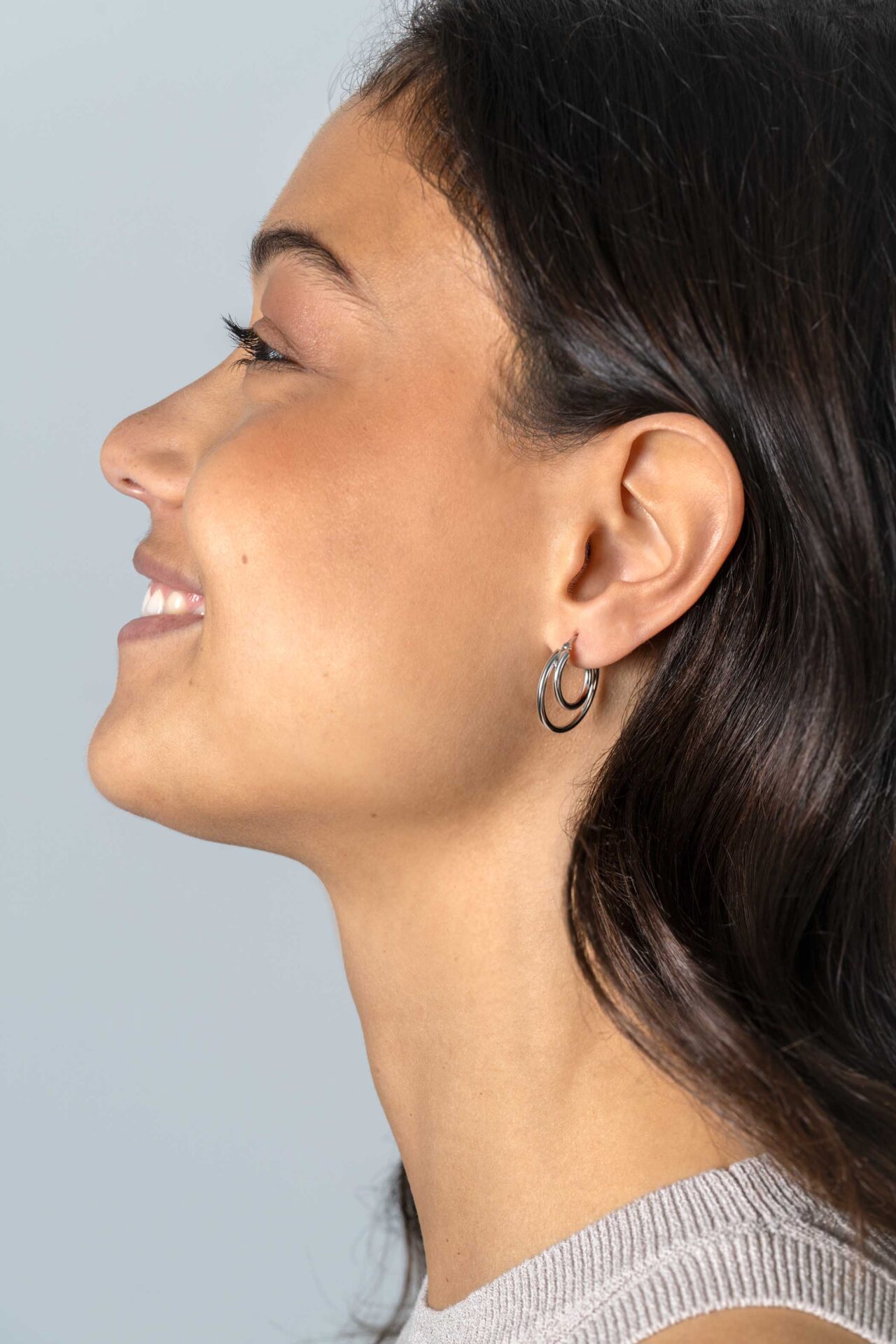 Zinzi zilveren oorringen met een dubbele oorring ZIO2483