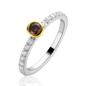 Zinzi zilveren aanschuifring bicolor