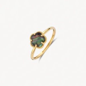 Ring bloem zwarte parelmoer
