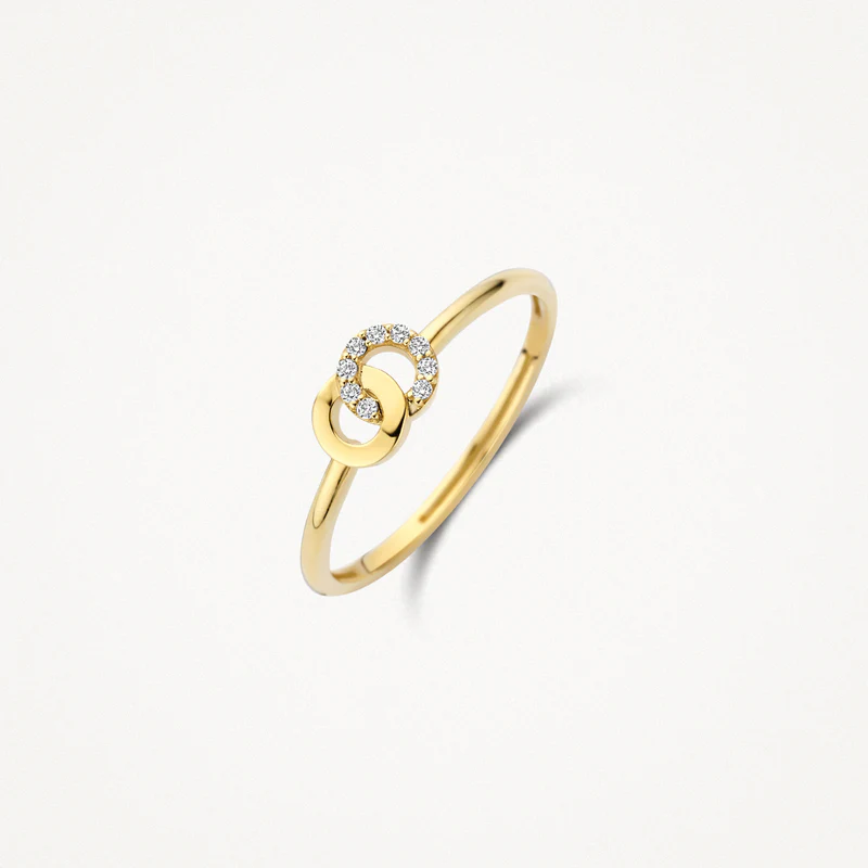 Ring met twee rondjes en zirkonia