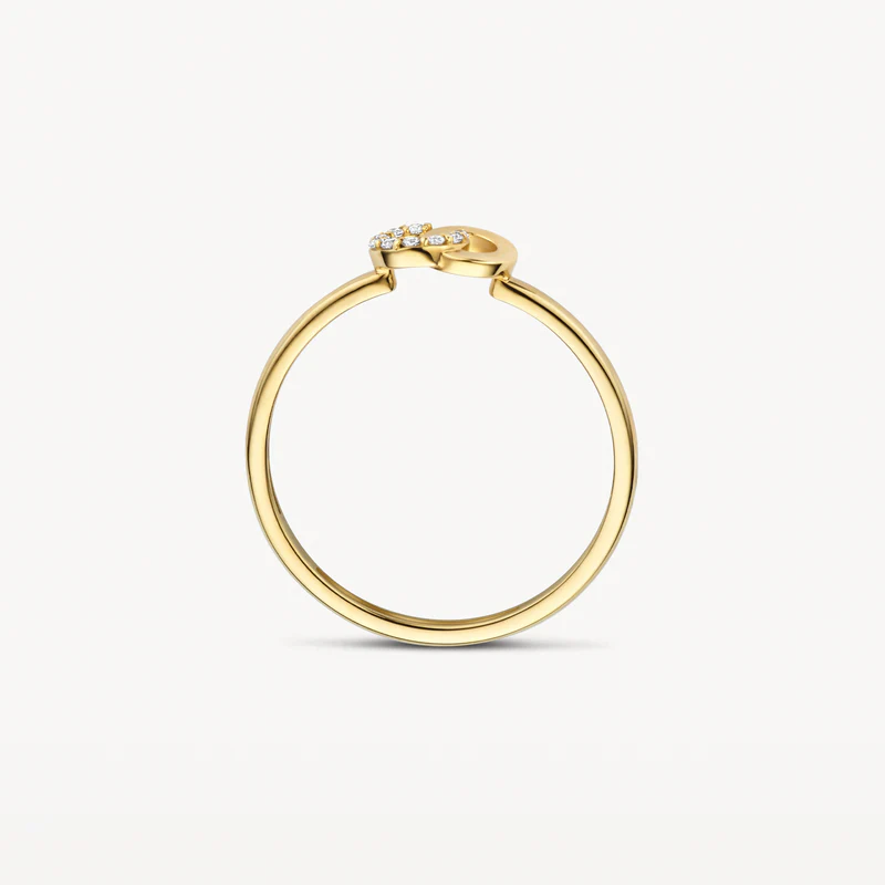 Ring met twee rondjes en zirkonia - Afbeelding 2