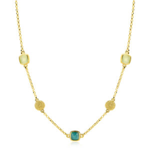 ZINZI gold plated vierkante kleurstenen