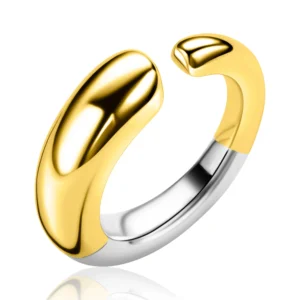 ZINZI goldplated zilveren statementring