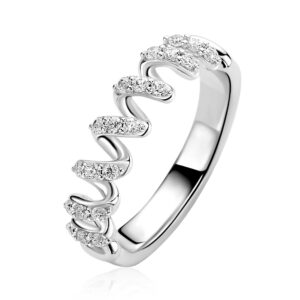 ZINZI zilveren golvende ring